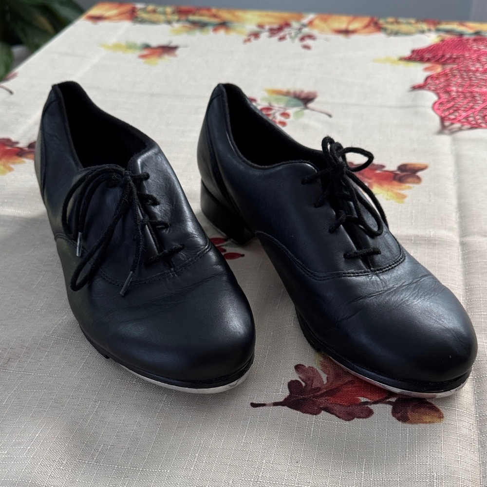 Bloch Black Leather Lace-Up Tap Shoes size 8N